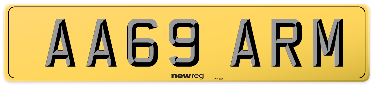 AA69 ARM Rear Number Plate