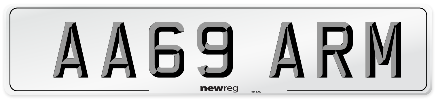 AA69 ARM Front Number Plate
