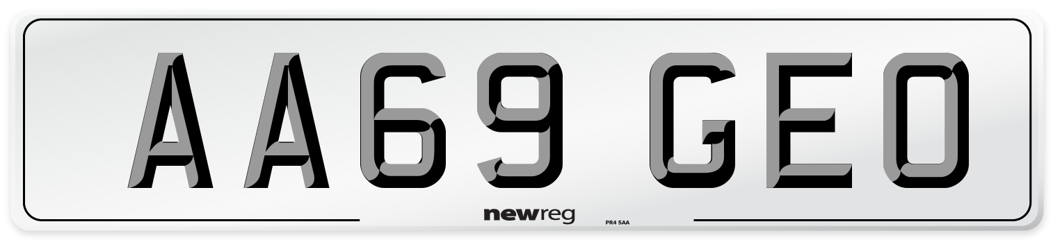 AA69 GEO Front Number Plate