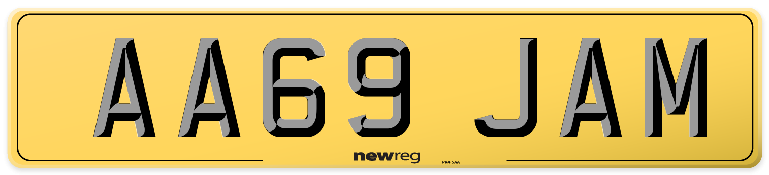AA69 JAM Rear Number Plate