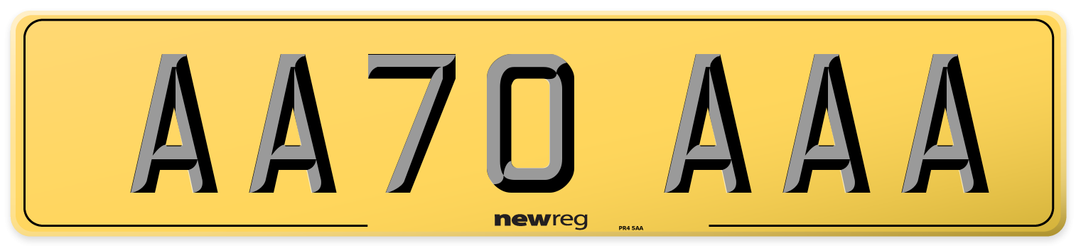 AA70 AAA Rear Number Plate