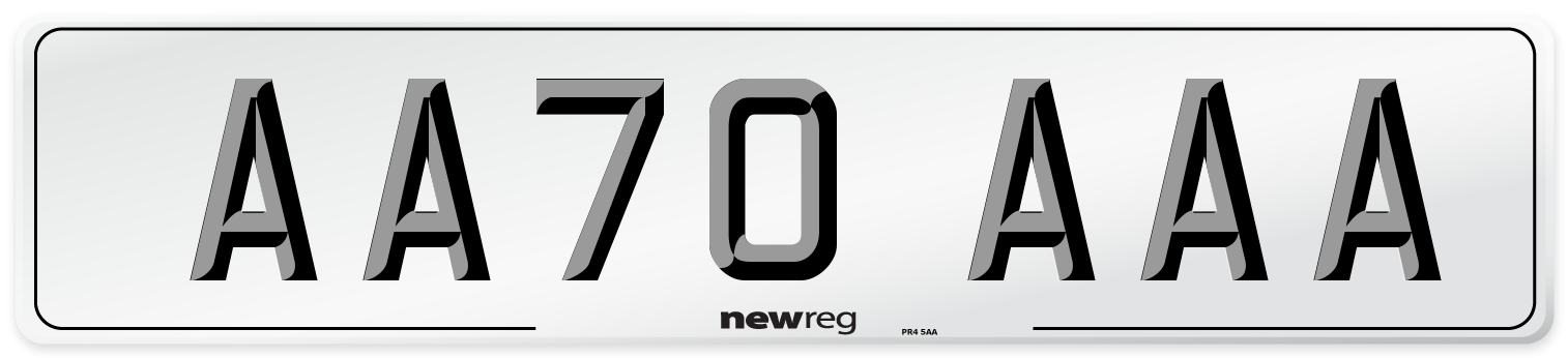 AA70 AAA Front Number Plate