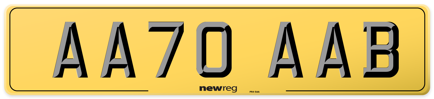 AA70 AAB Rear Number Plate