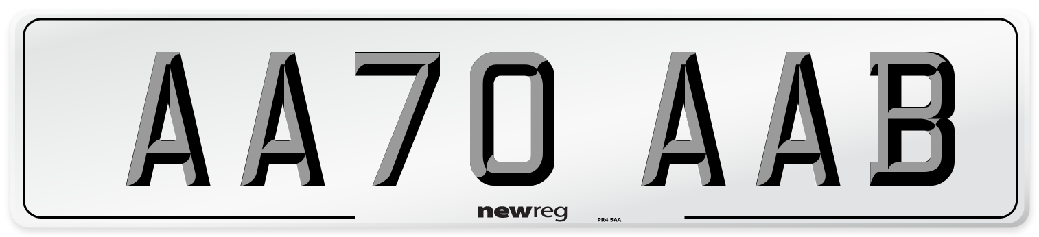AA70 AAB Front Number Plate