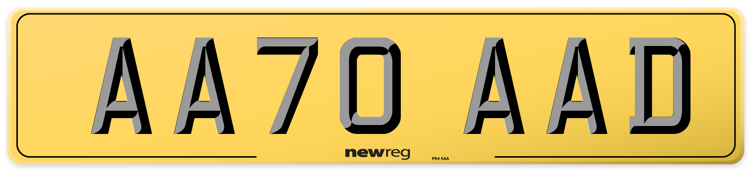 AA70 AAD Rear Number Plate