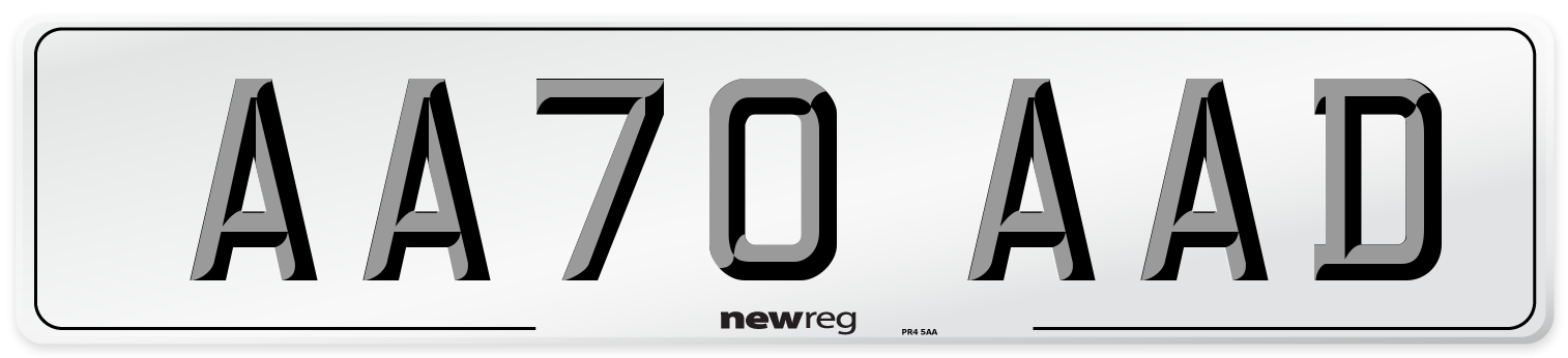 AA70 AAD Front Number Plate