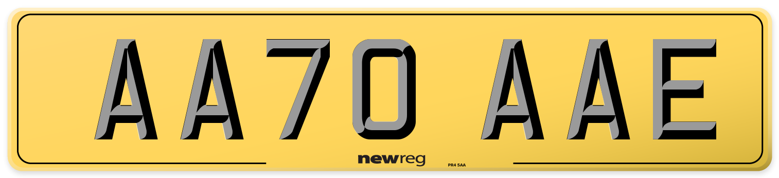 AA70 AAE Rear Number Plate