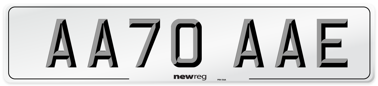 AA70 AAE Front Number Plate