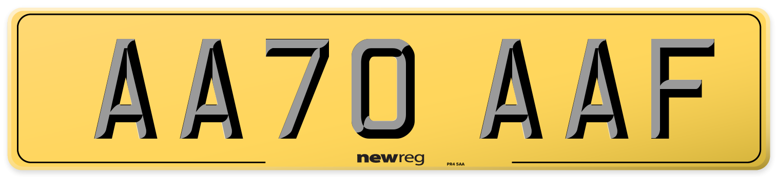 AA70 AAF Rear Number Plate