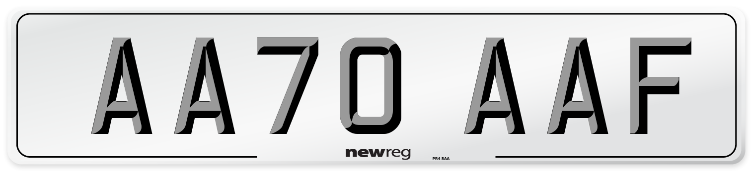 AA70 AAF Front Number Plate