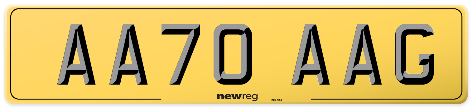 AA70 AAG Rear Number Plate