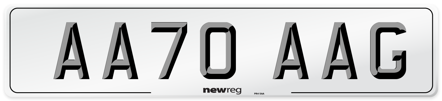 AA70 AAG Front Number Plate