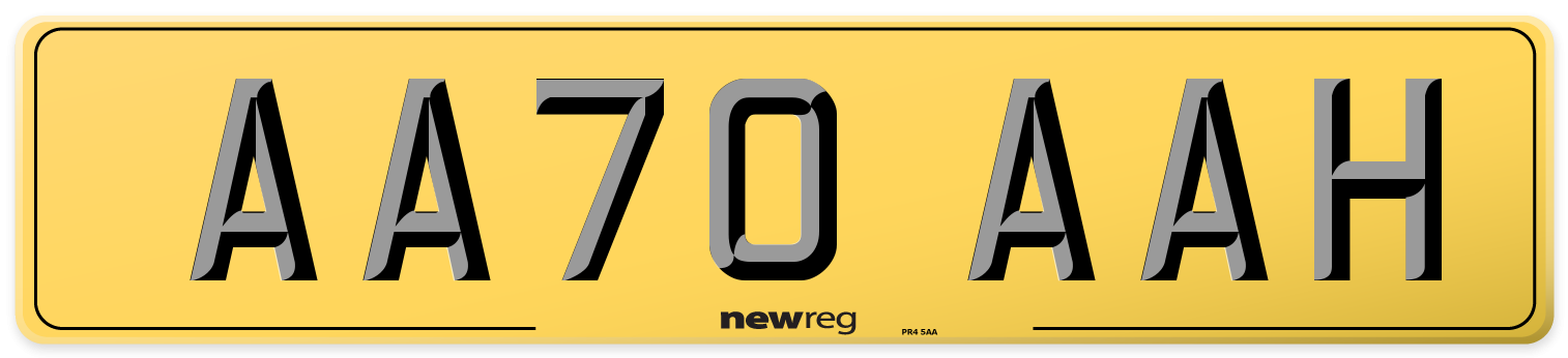AA70 AAH Rear Number Plate