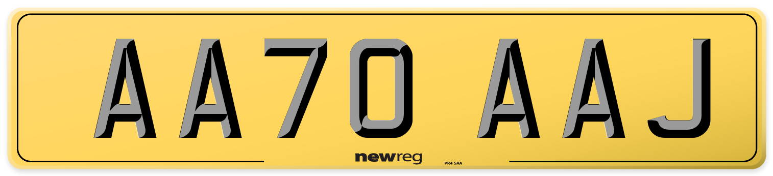 AA70 AAJ Rear Number Plate