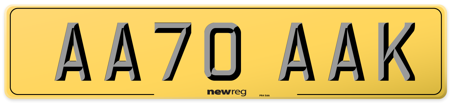 AA70 AAK Rear Number Plate