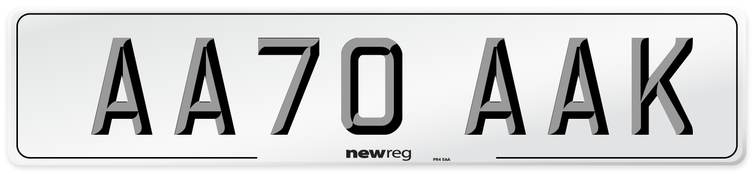 AA70 AAK Front Number Plate