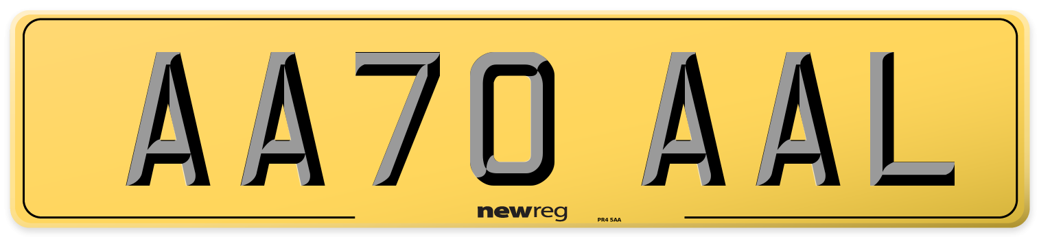 AA70 AAL Rear Number Plate