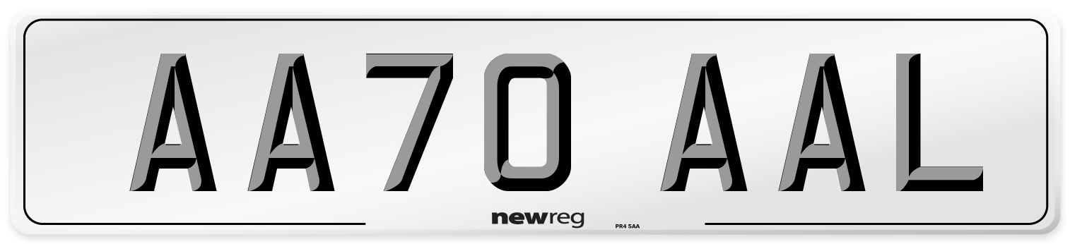 AA70 AAL Front Number Plate