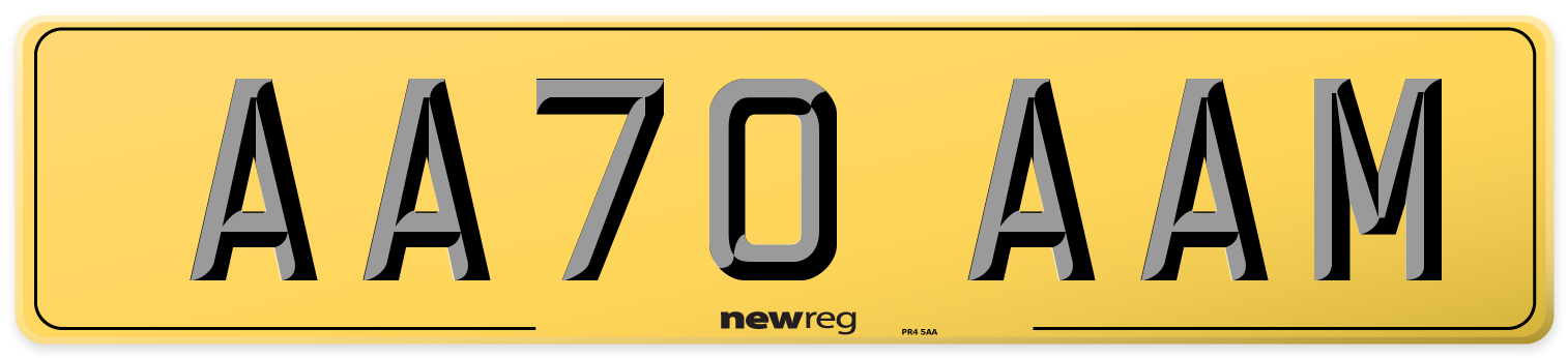 AA70 AAM Rear Number Plate