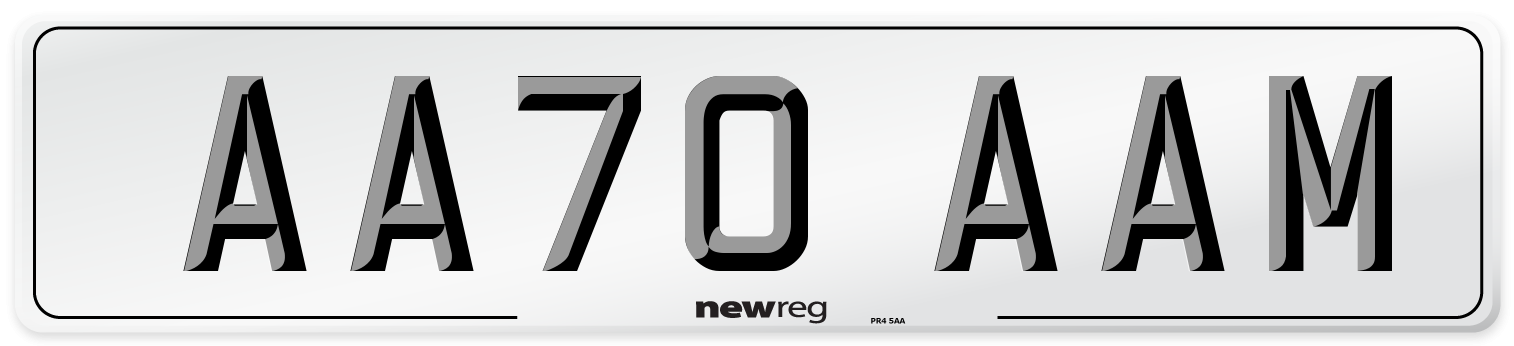 AA70 AAM Front Number Plate