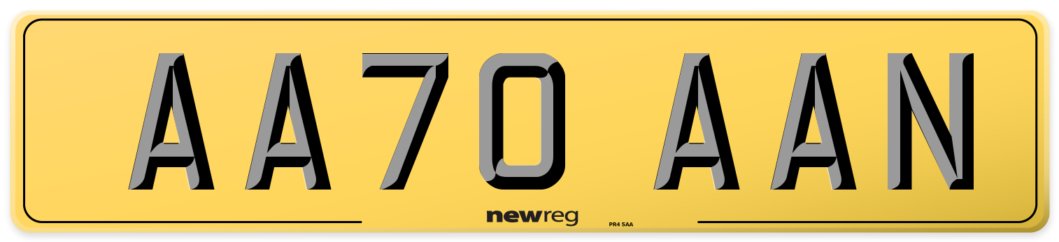AA70 AAN Rear Number Plate