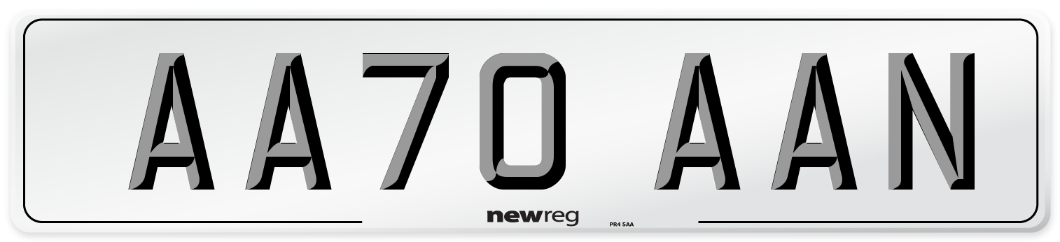 AA70 AAN Front Number Plate