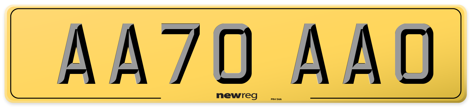 AA70 AAO Rear Number Plate