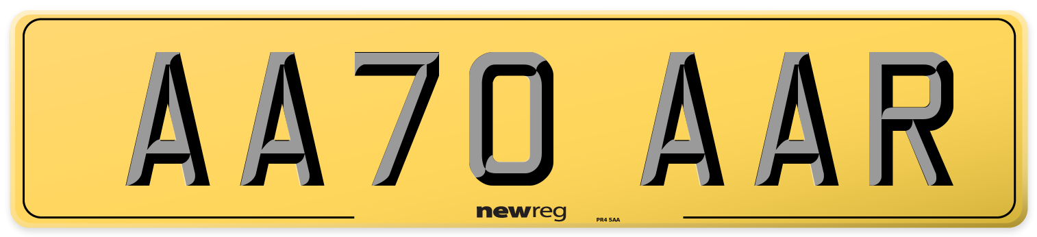 AA70 AAR Rear Number Plate