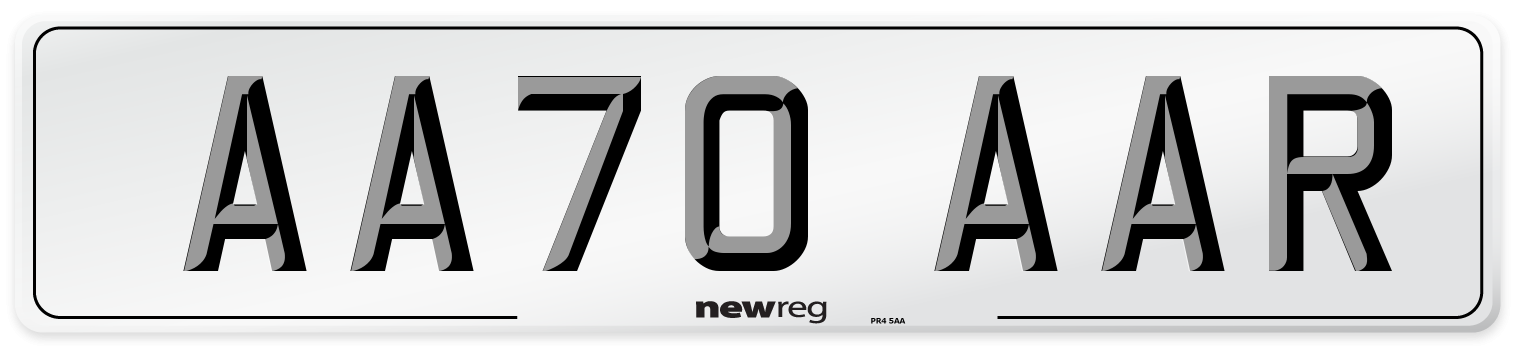 AA70 AAR Front Number Plate