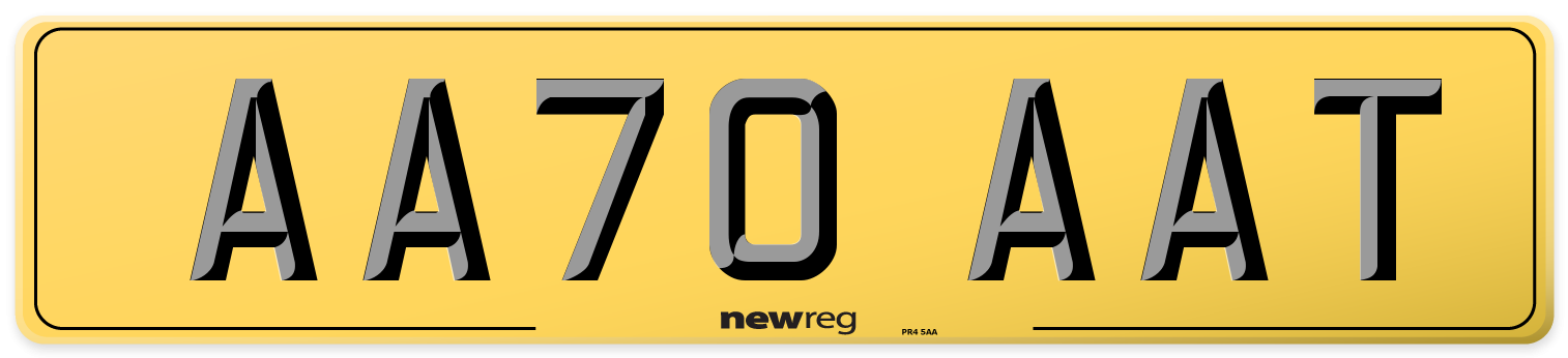 AA70 AAT Rear Number Plate