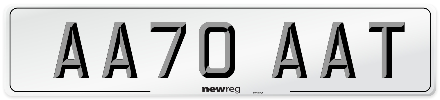 AA70 AAT Front Number Plate