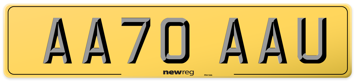 AA70 AAU Rear Number Plate