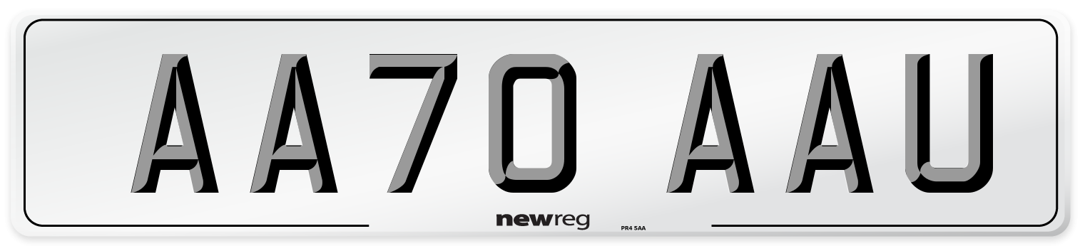 AA70 AAU Front Number Plate
