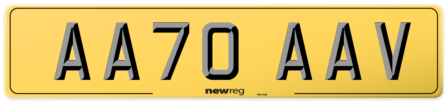 AA70 AAV Rear Number Plate