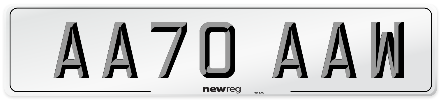 AA70 AAW Front Number Plate