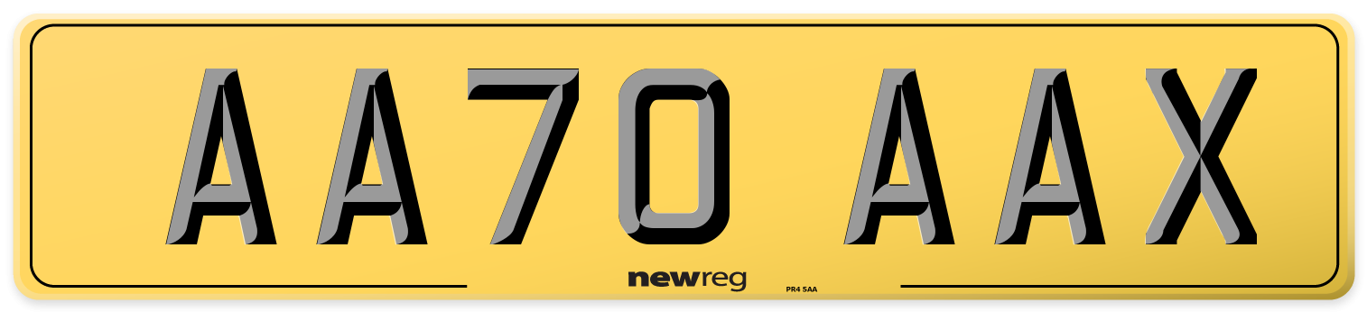 AA70 AAX Rear Number Plate