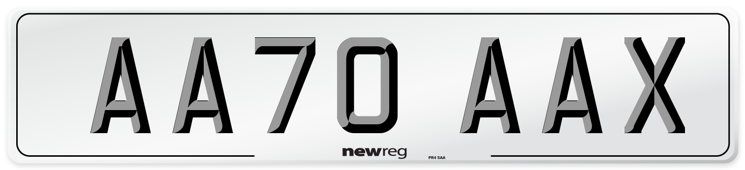 AA70 AAX Front Number Plate