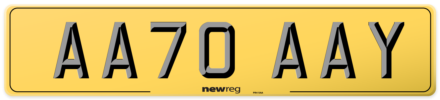 AA70 AAY Rear Number Plate