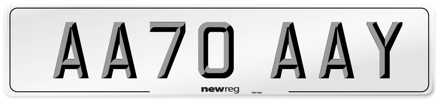 AA70 AAY Front Number Plate