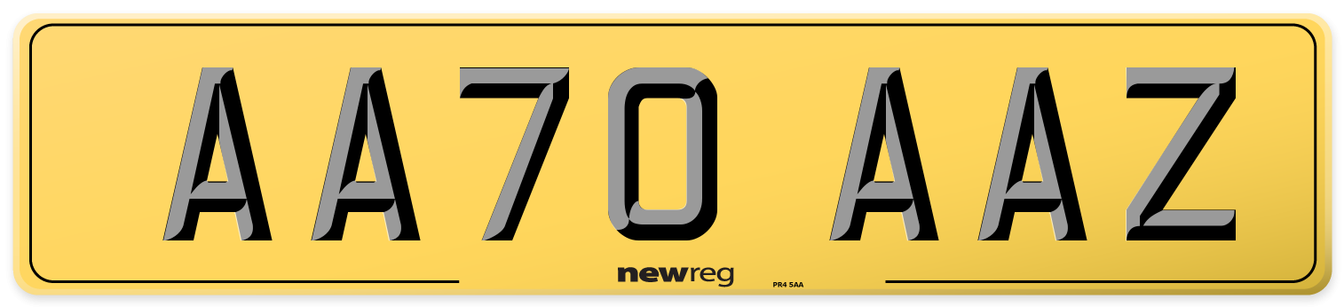 AA70 AAZ Rear Number Plate