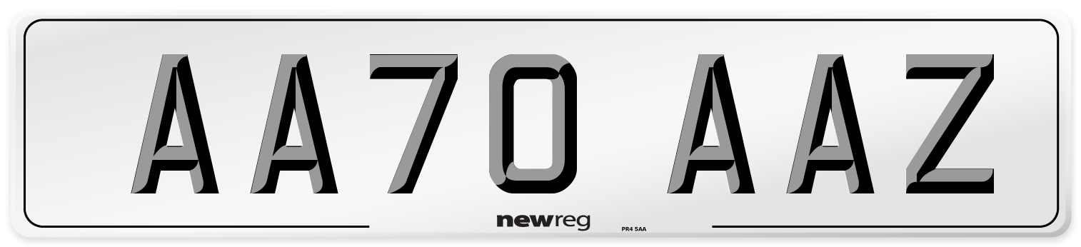 AA70 AAZ Front Number Plate