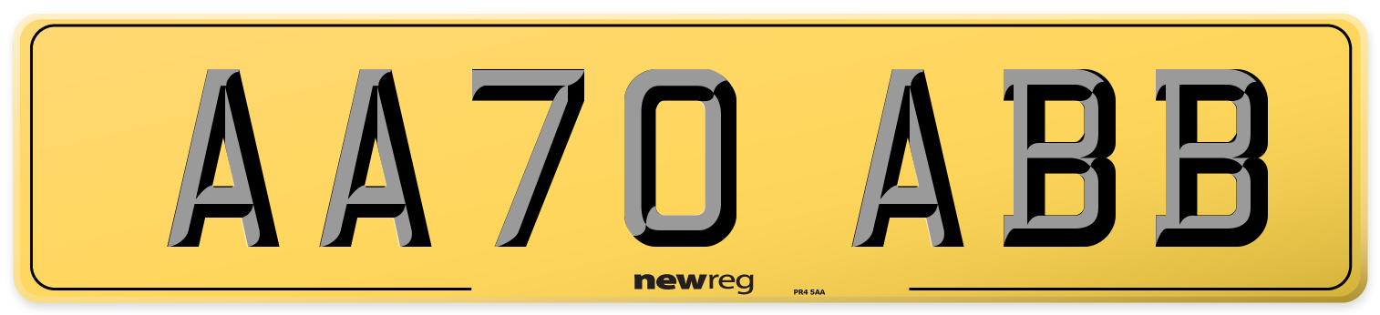 AA70 ABB Rear Number Plate