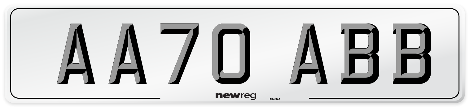 AA70 ABB Front Number Plate