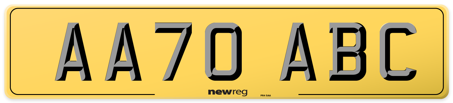 AA70 ABC Rear Number Plate