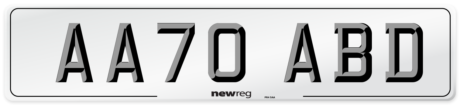 AA70 ABD Front Number Plate