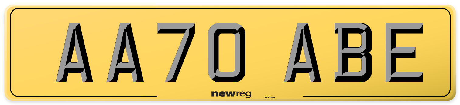 AA70 ABE Rear Number Plate