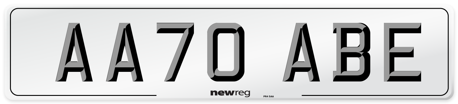 AA70 ABE Front Number Plate