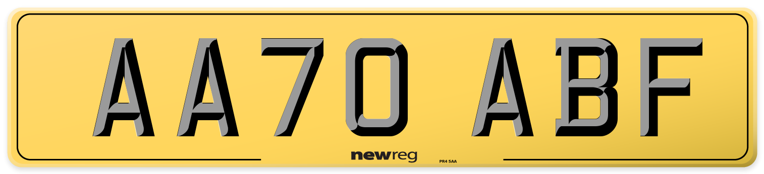 AA70 ABF Rear Number Plate