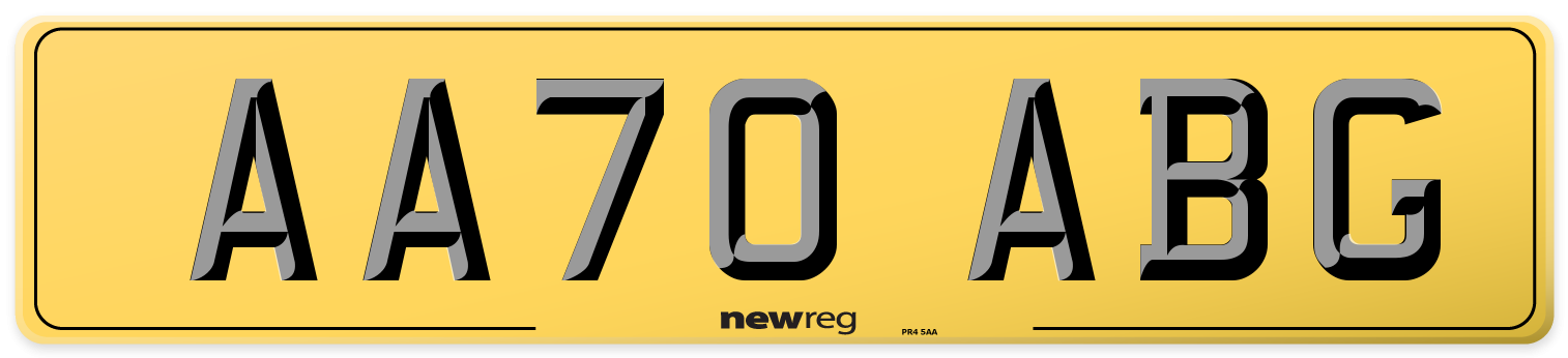 AA70 ABG Rear Number Plate