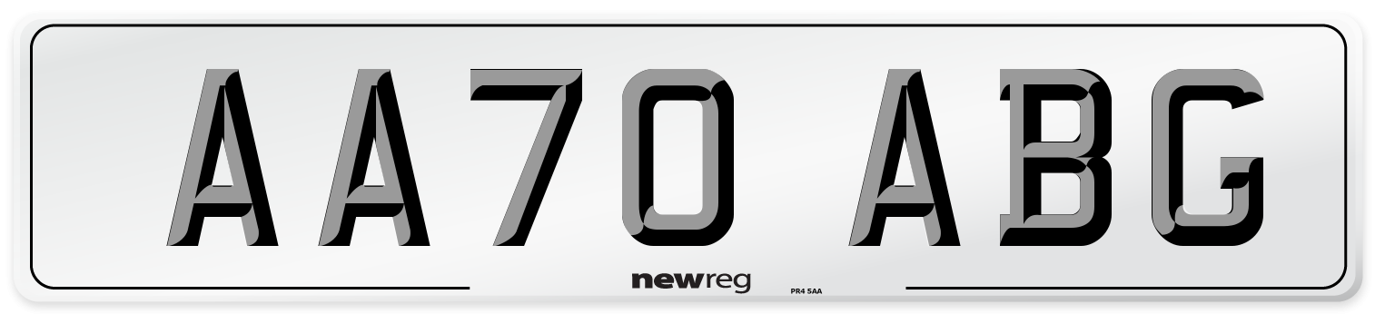 AA70 ABG Front Number Plate